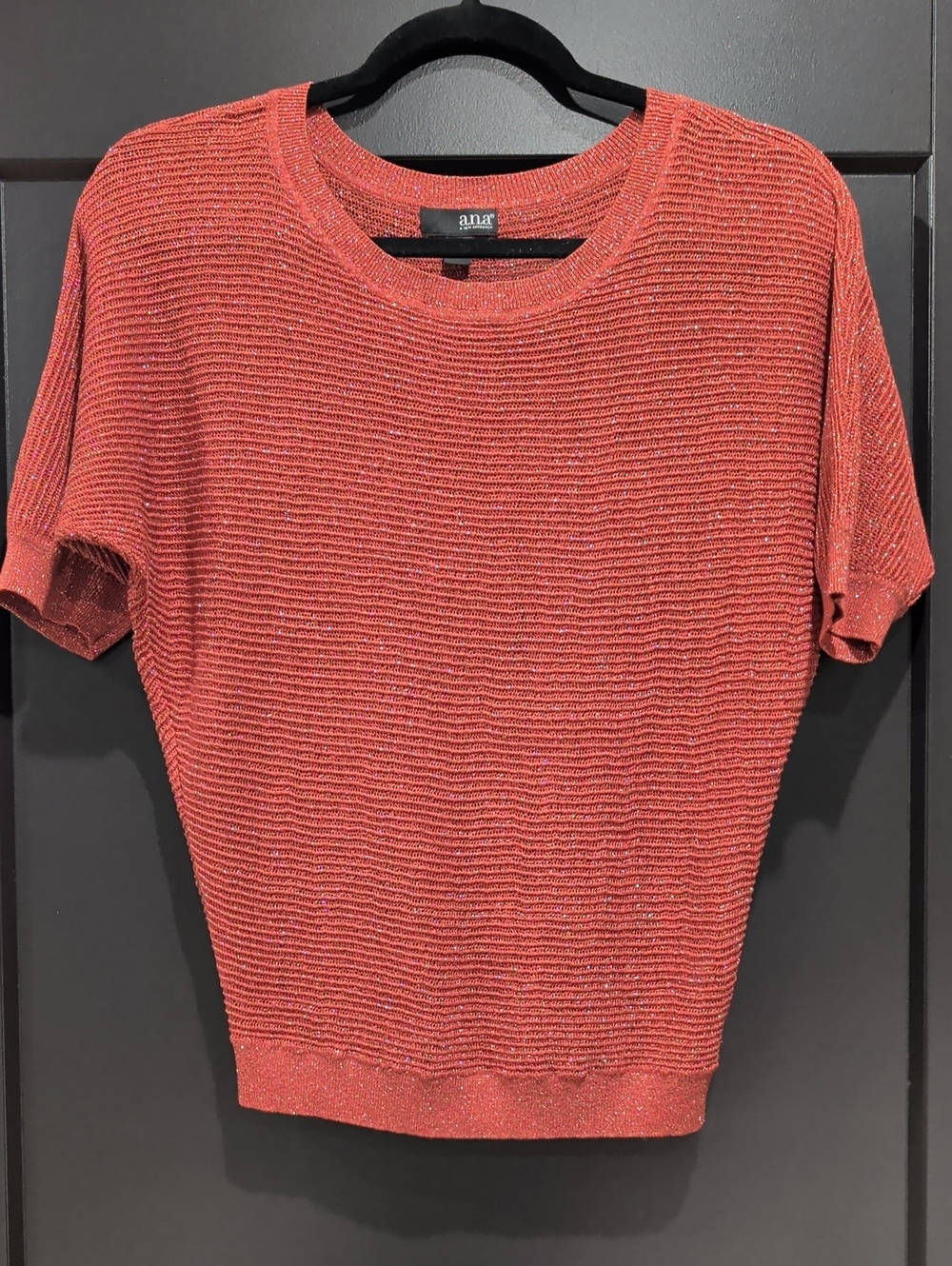 a.n.a Burnt Orange Gold Sparkle Knit Crewneck Sweater